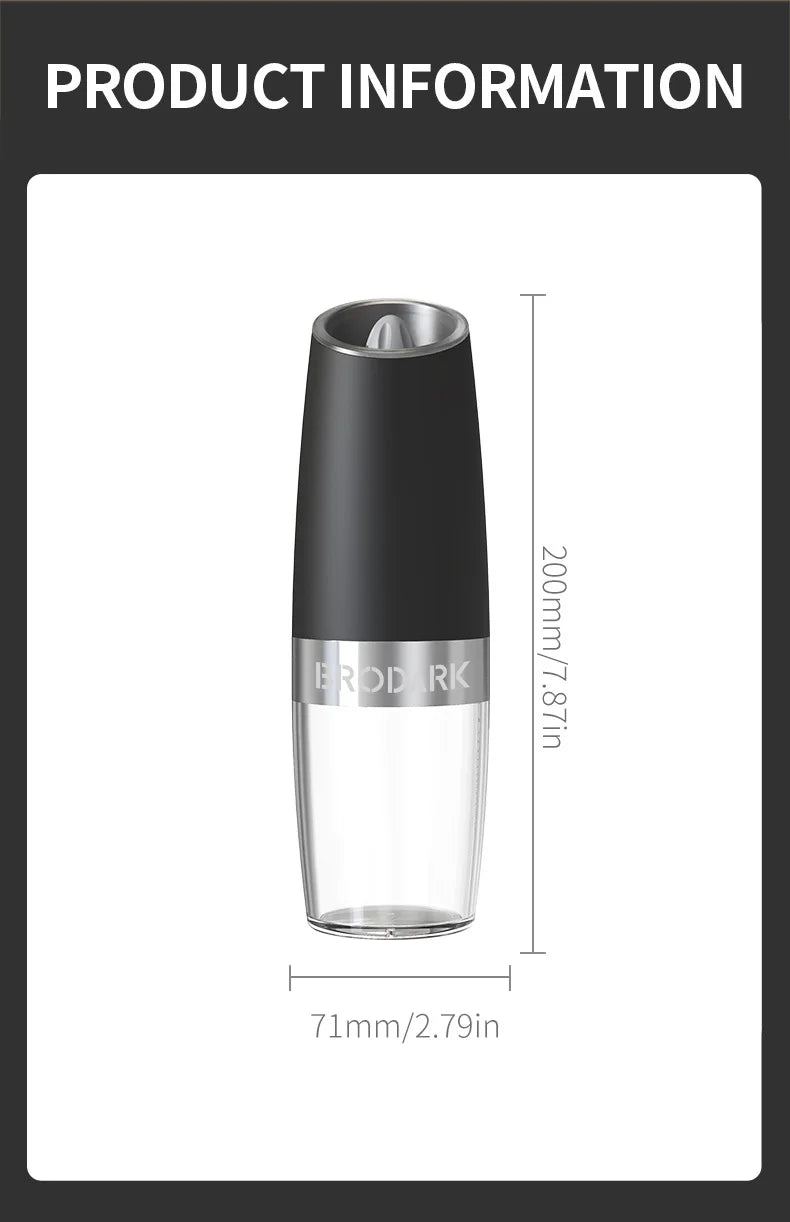 1/2PCS Electric Salt and Pepper Grinder Set – Battery Operated, Gravity Sensor Automatic Mill with LED Light, One-Handed Operation