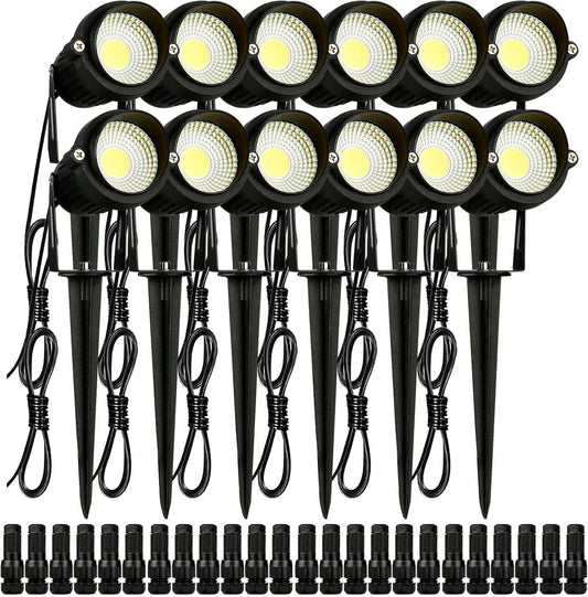 Landscape Lighting – 6W Low Voltage LED Spotlights, IP66 Waterproof Outdoor Lights for Yard, Lawn, Garden & Pathways