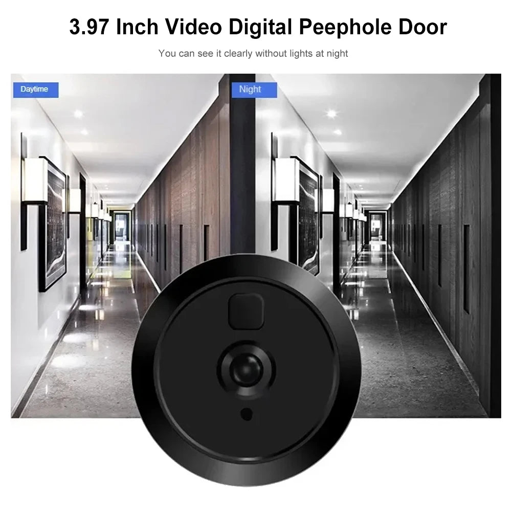3.97-Inch Digital Door Viewer Peephole Camera – Electronic Magic Eye with Photo & Video Recording, Home Safety Viewfinder for Front Door Security