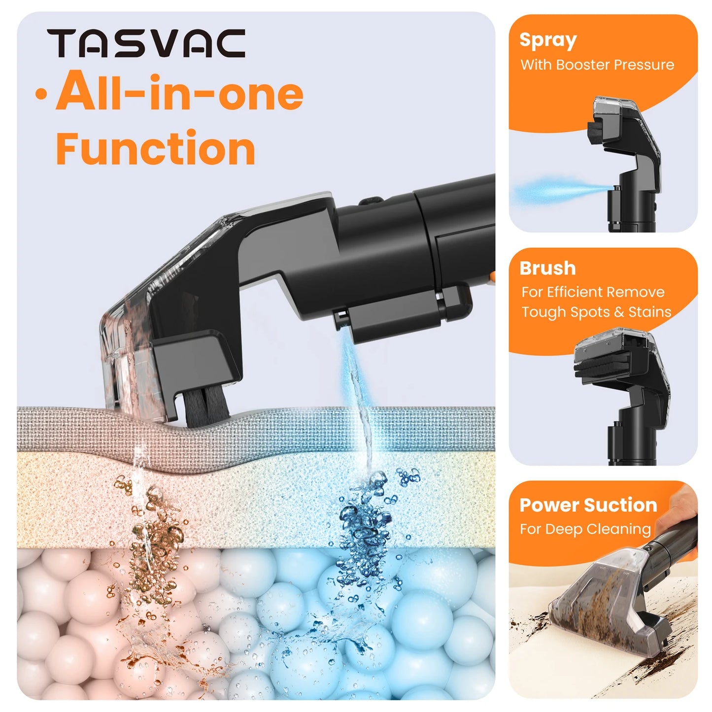 TASVAC C7 Portable Carpet & Upholstery Cleaner – Powerful Spot Cleaner for Pet Messes, Stairs, Couches, Rugs & Car Seats