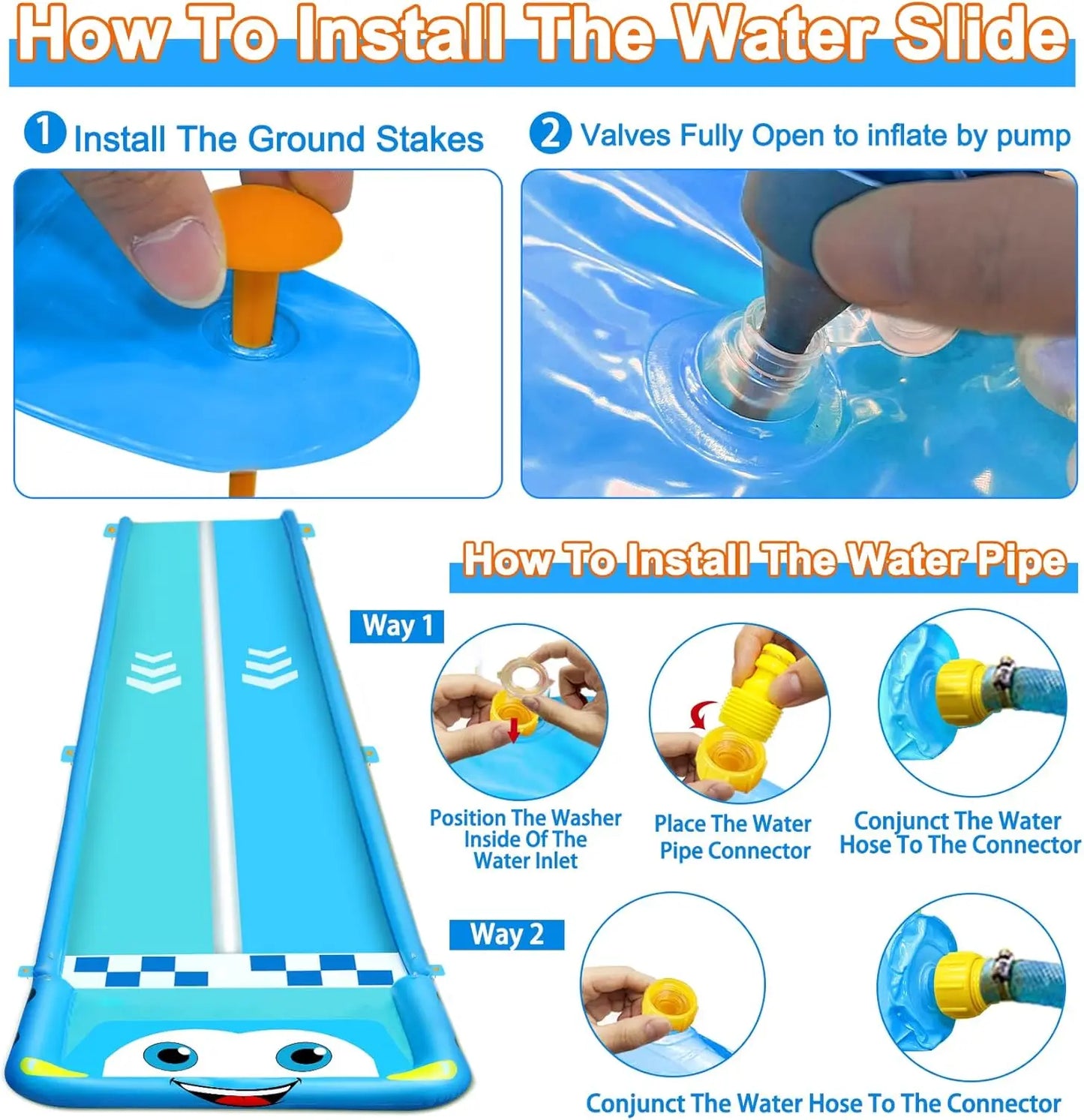 33.3FT Extra Long Double Lane Water Slide for Kids – Race Car Lawn Slip & Splash Slide with 2 Bodyboards and Safety Fence for Outdoor Summer Fun