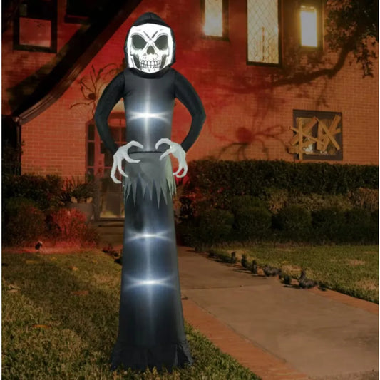12 FT Ghost Halloween Inflatable with LED Lights – Giant Blow Up Outdoor Yard Decoration with Stakes & Ropes