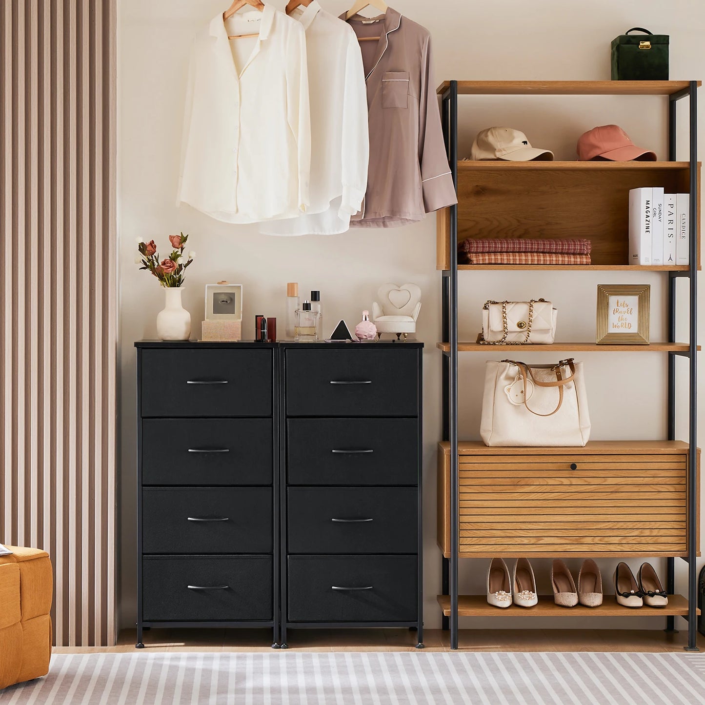 JHK 4 Fabric Cabinet With Wardrobe Steel Frame
