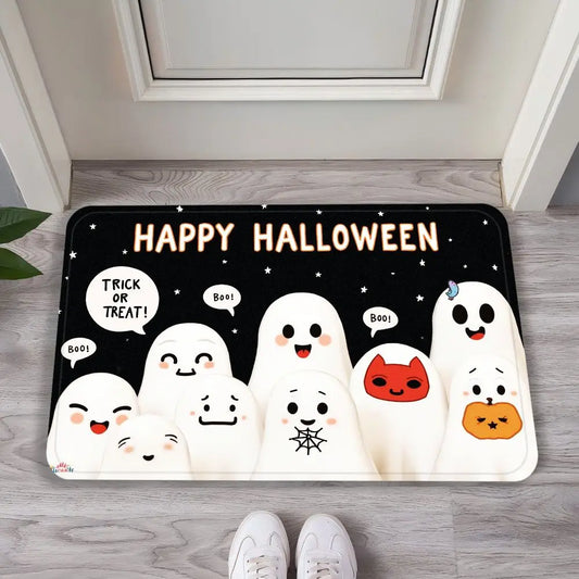 Ghost Castle Halloween Flannel Decorative Carpet – Anti-Slip & Comfortable Home Decoration for the Entrance Foyer