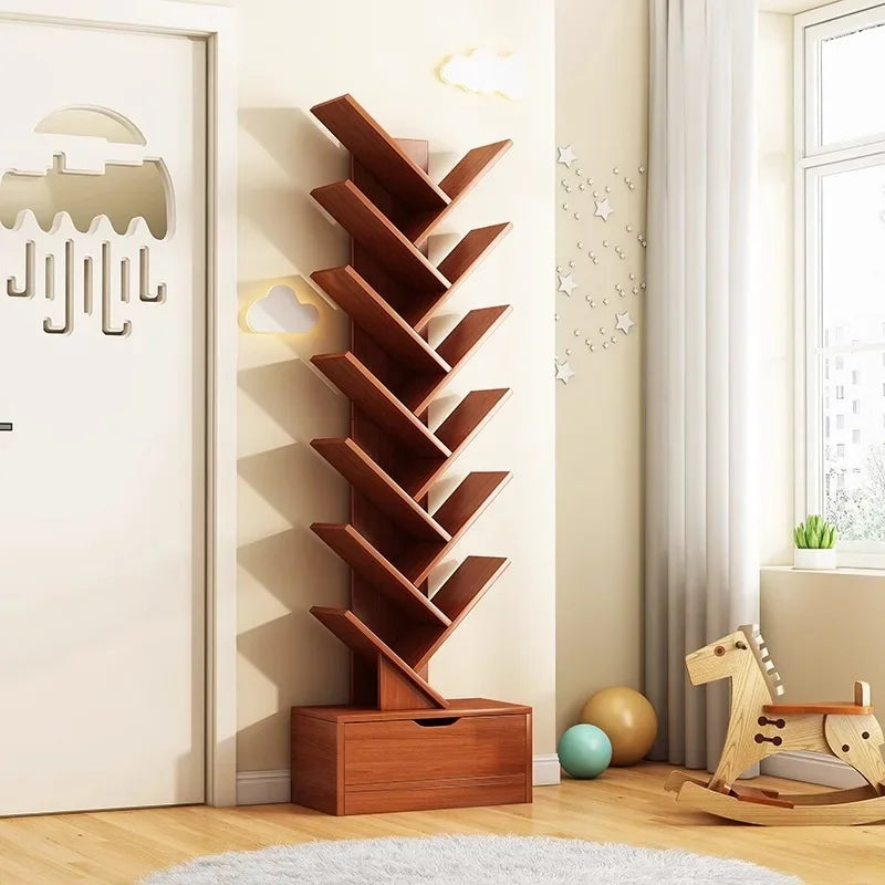 Standing Wooden Storage Rack Bookshelf