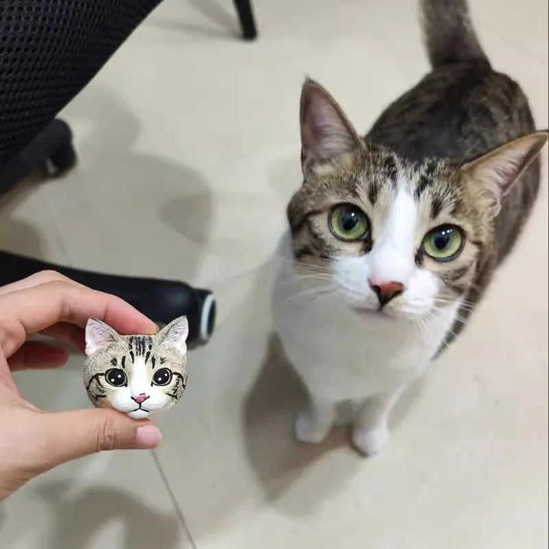 3D Dimensional Pet Cat Portrait Pet Customized Cat Keychain Fridge Magnets Dog Memorial Plaster Portrait Gift