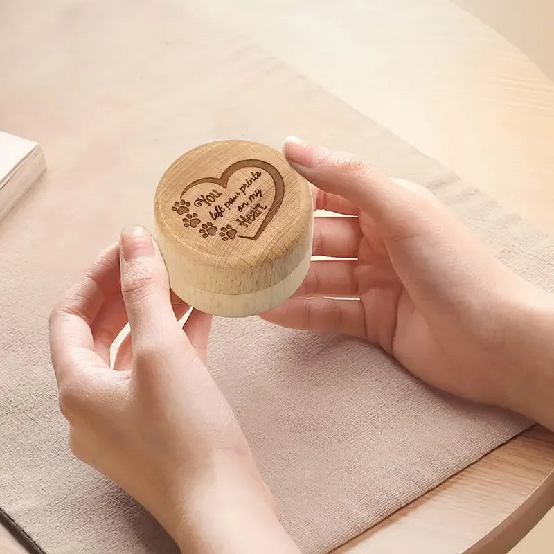 Dog Hair Keepsake Box, a beautifully crafted wooden memorial box designed for lasting keepsakes