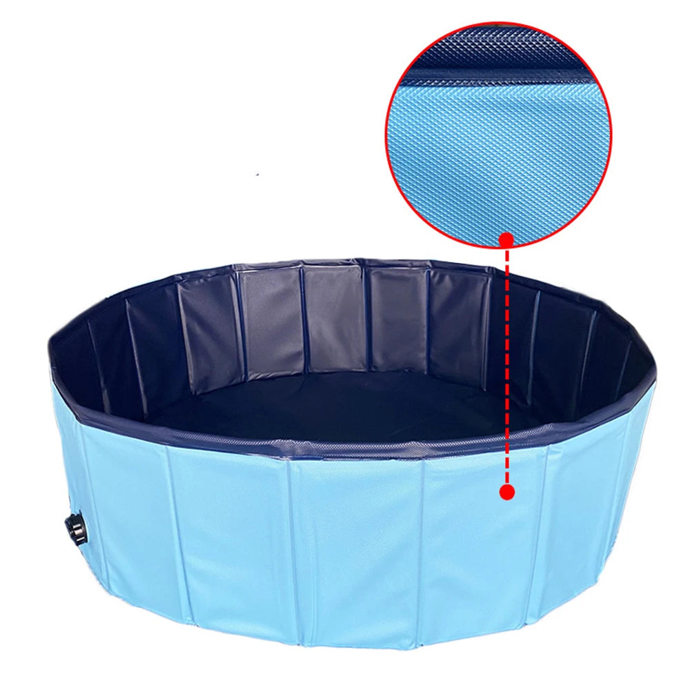 Portable Dog Swimming Pool & Bathing Tub – Foldable Plastic Pet Pool with Scratch-Resistant Material, Grooming Tub & Cover for Large Dogs