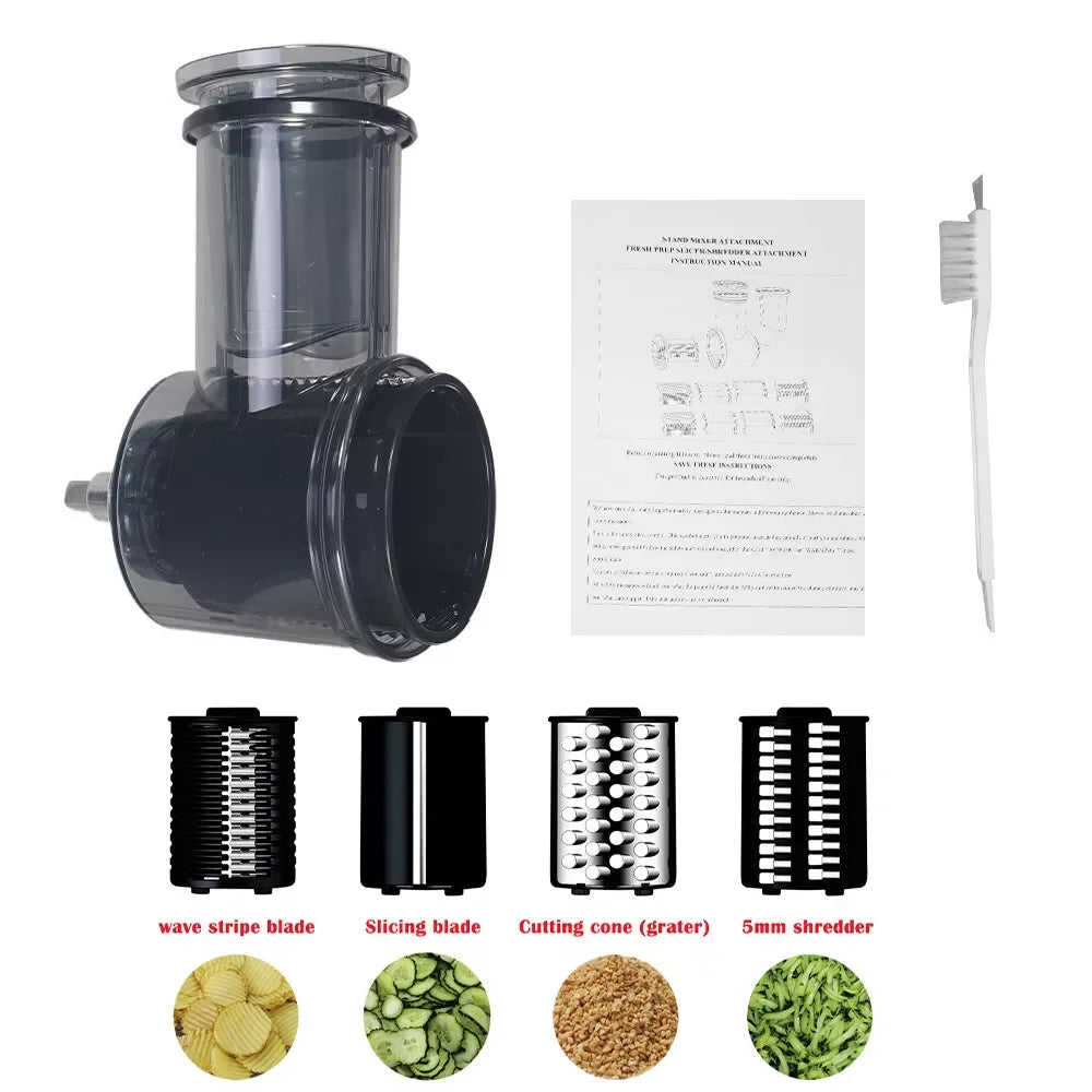 5-Blade Food Grater, Slicer, Shredder & Chopper Attachment Set – Compatible with KitchenAid Stand Mixers