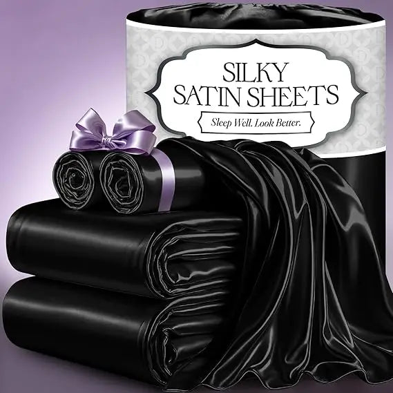 Satin Bed Sheets – 4-Piece Luxury Silky King Size Bedding Set, Softer Than Silk, Wrinkle-Free with 15” Deep Pocket Fitted Sheet