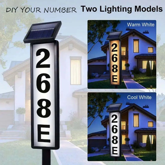 Solar-Powered House Number Light – 1PC Address Sign with Smart Light Control, Pole Mount, 400mAh Battery