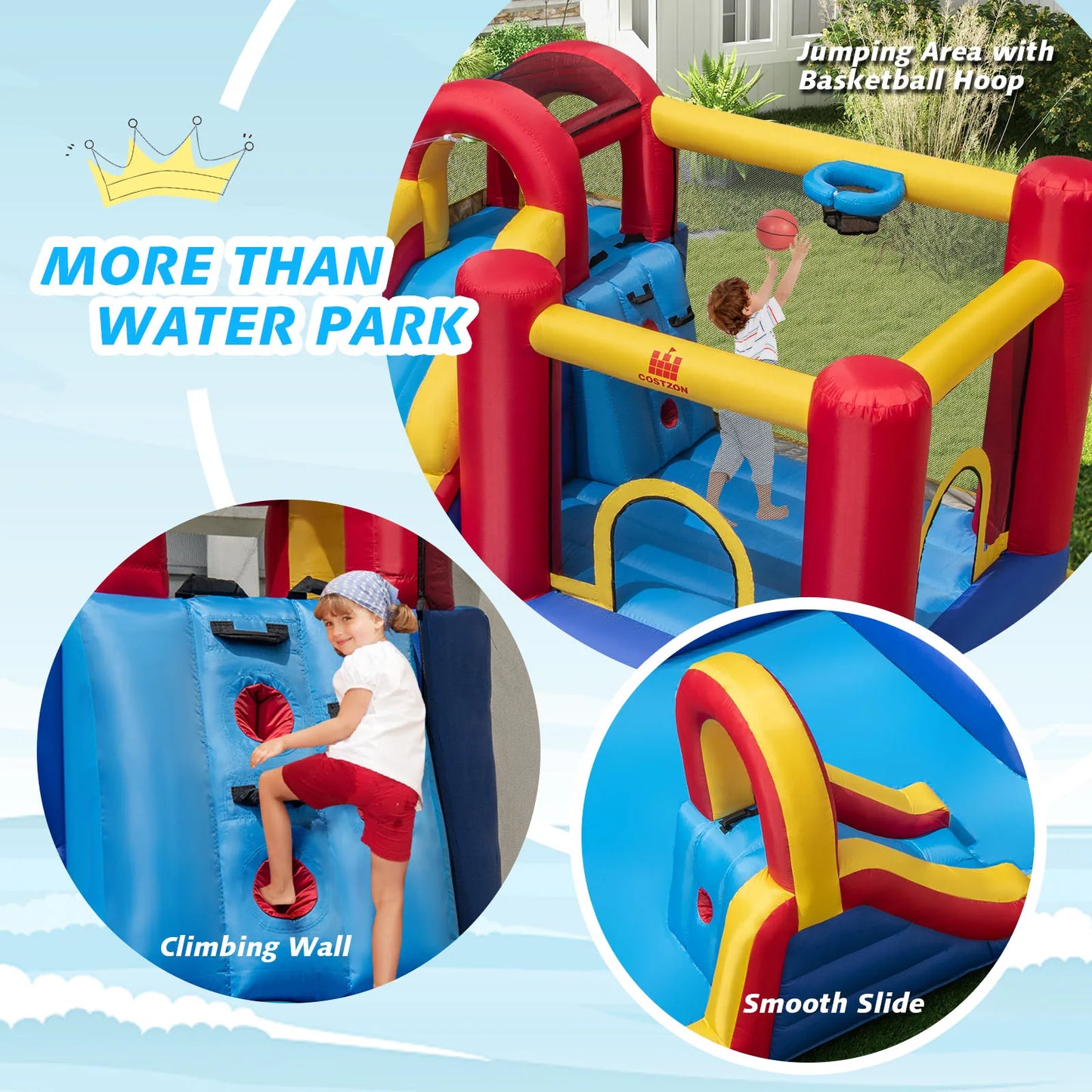 Giant Inflatable Water Slide for Kids – Outdoor Water Park with Dual Racing Slides & Splash Pool (Blower Not Included)