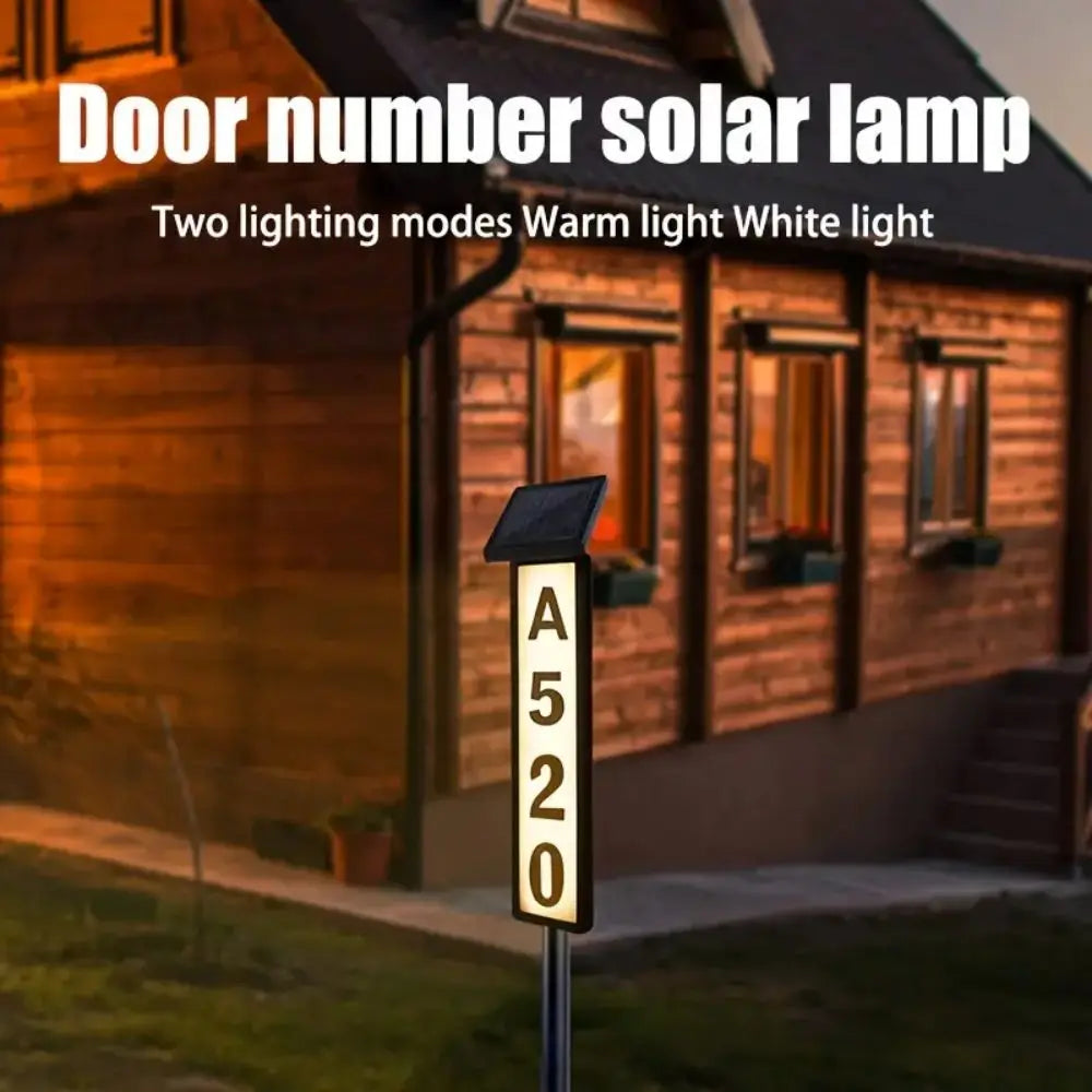 Solar-Powered House Number Light – 1PC Address Sign with Smart Light Control, Pole Mount, 400mAh Battery