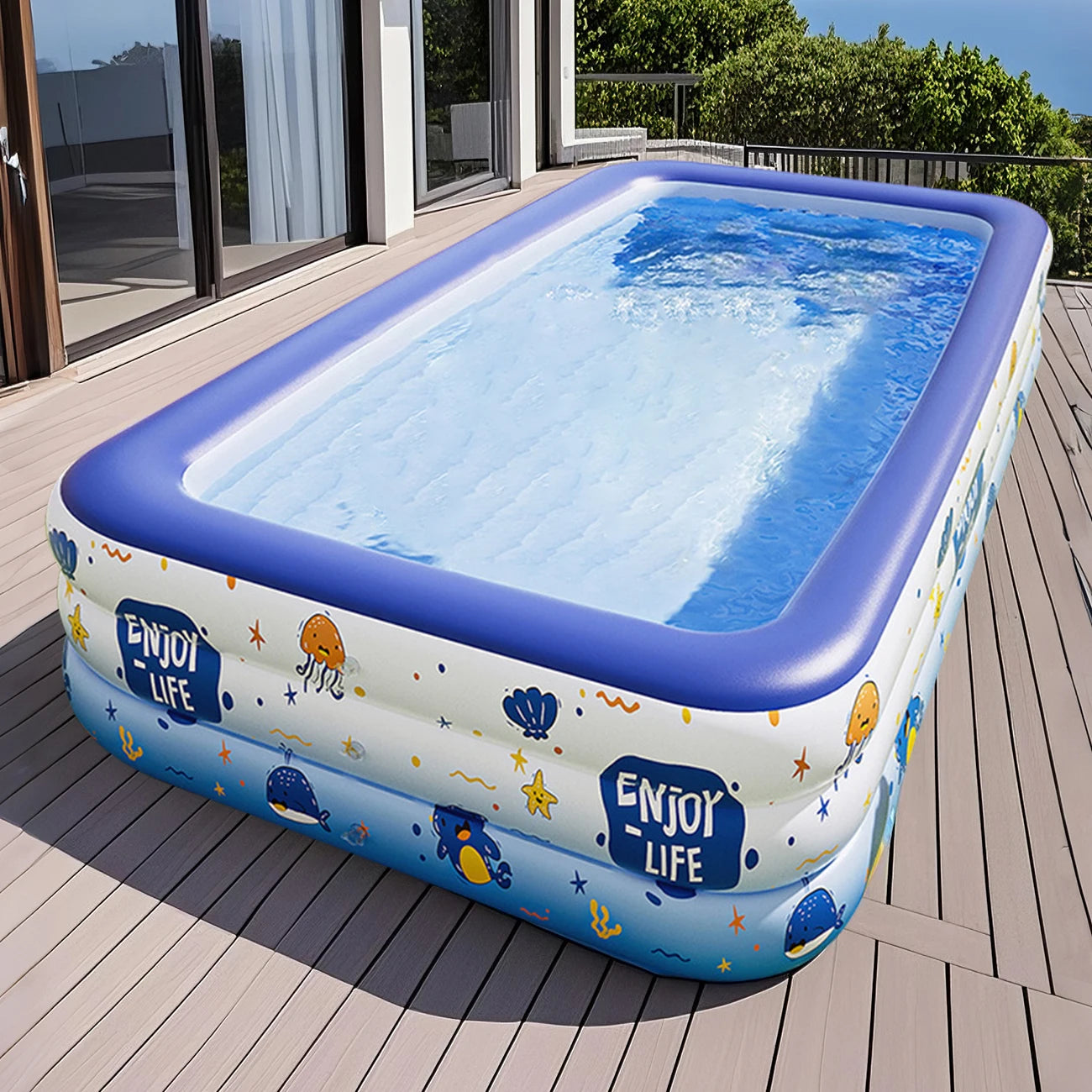 1PC Large Inflatable Swimming Pool – Vibrant Color Design for Backyard & Family Fun