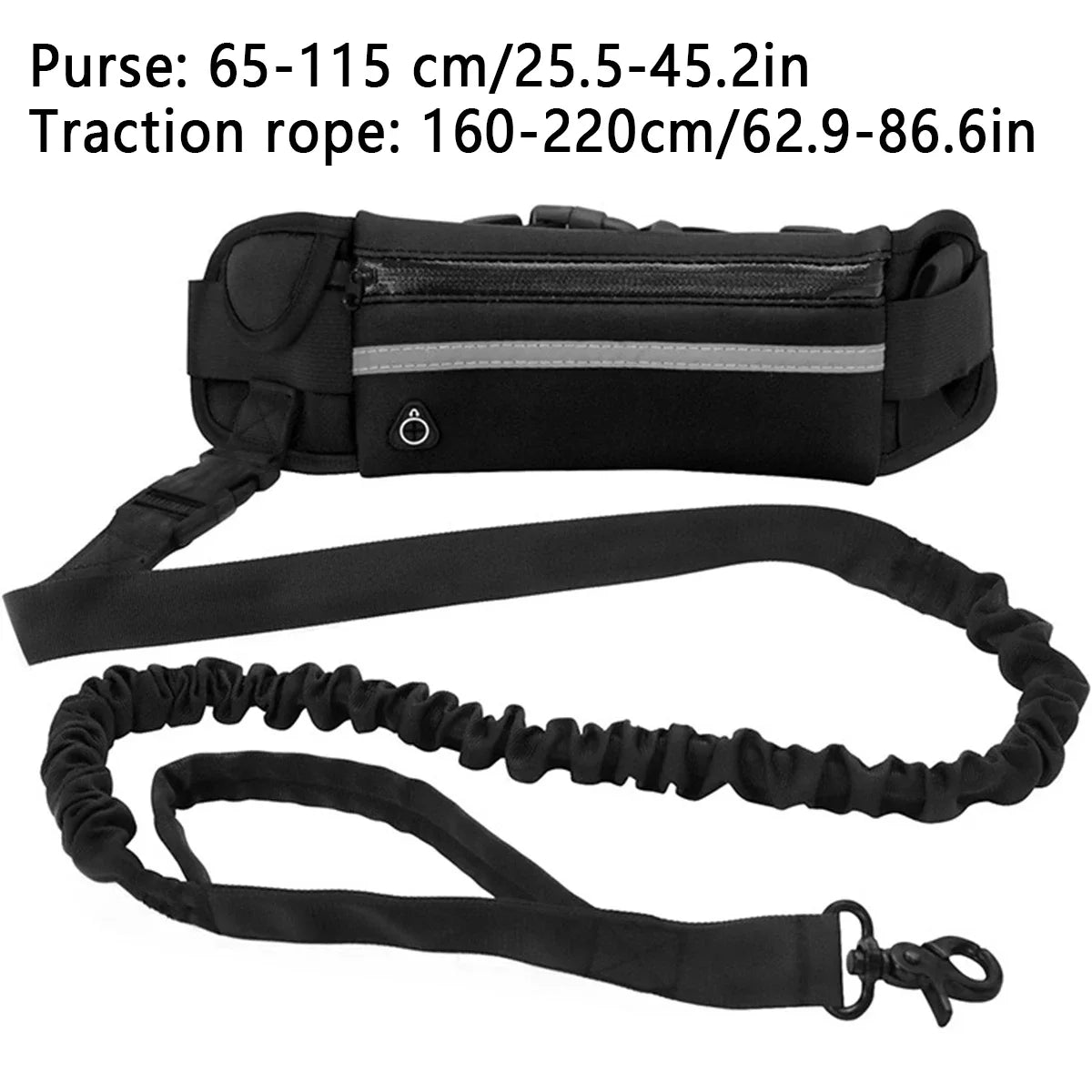 Dog Running Waist Leash with Retractable Elastic Belt & Reflective Buckle – Nylon Pet Leash with Waist Bag