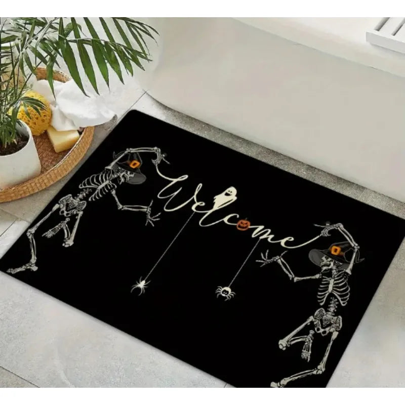 Funny Halloween Skull Doormat – Outdoor Welcome Mat, Spooky Halloween Rug & Door Decoration