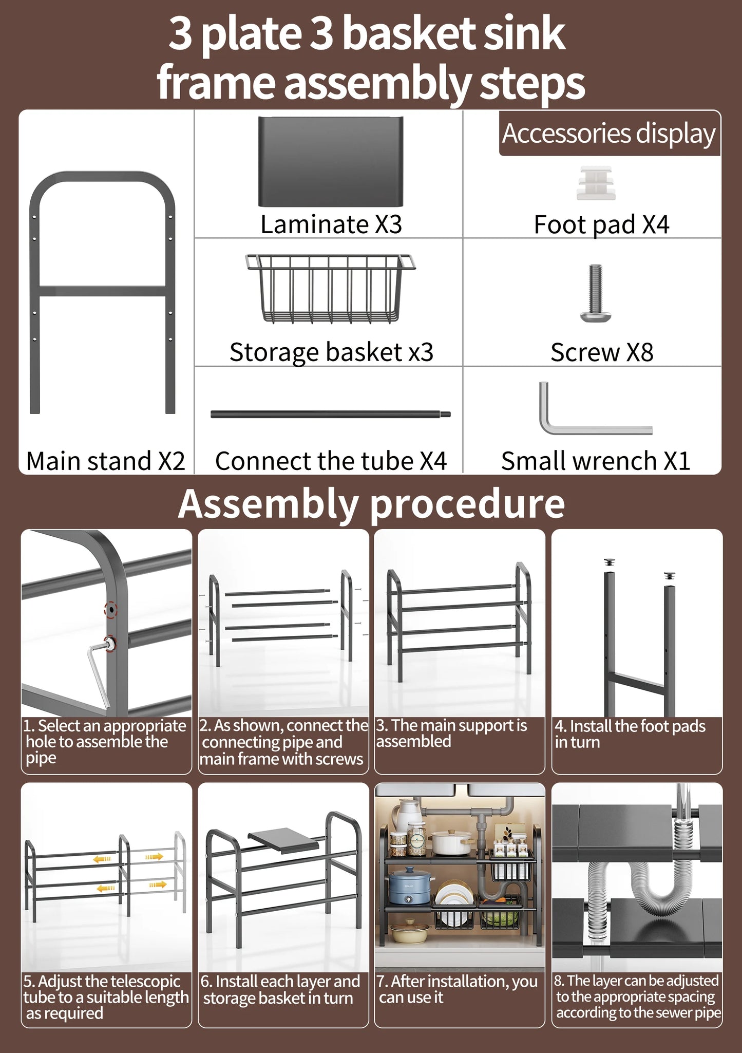 Multipurpose Expandable Cabinet Shelf / Storage Rack for under the Sink