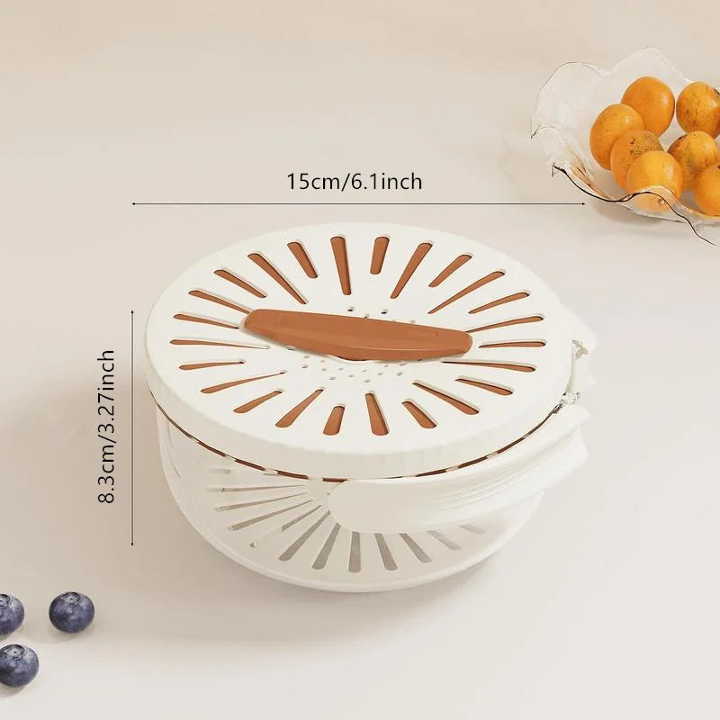 Manual Salad Spinner & Vegetable Dehydrator – Foldable Fruit Drain Basket with Hand Crank for Kitchen Use