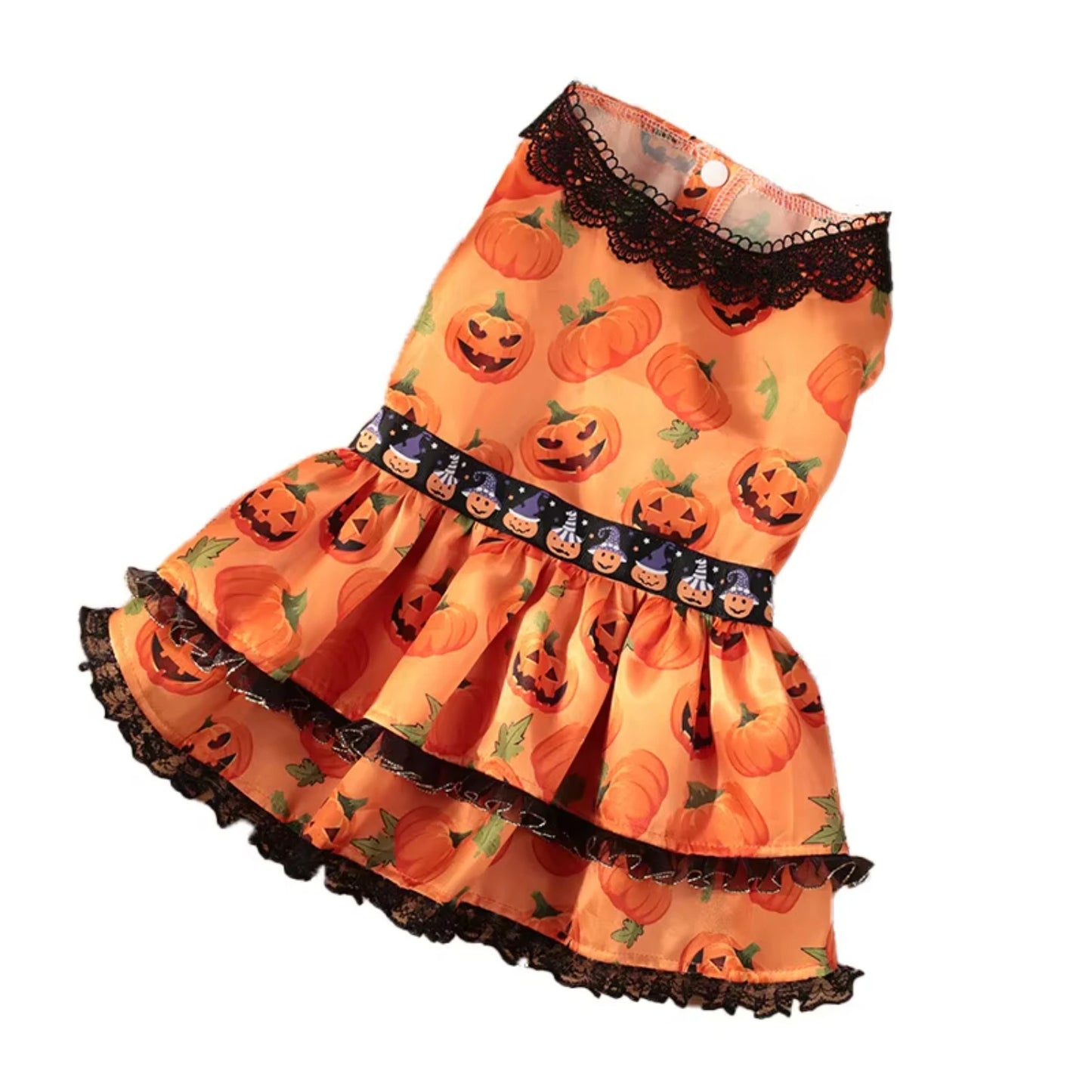 Halloween Dog Costume Dress – Pumpkin Skirt Outfit for Small Dogs | White Girl Dog Clothes for Halloween Parties