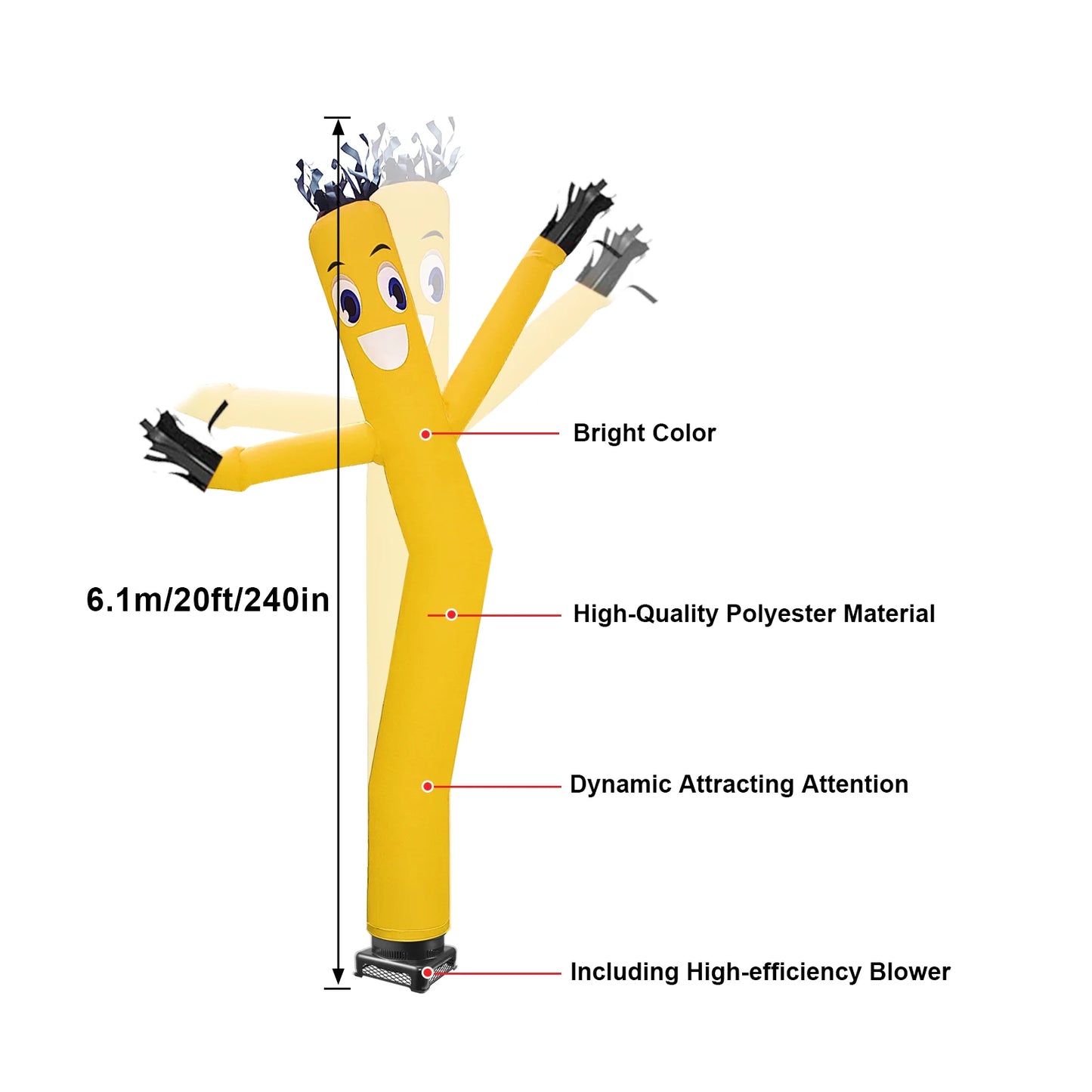 20FT Inflatable Tube Man with Blower – Wacky Waving Air Dancer Advertising Puppet for Events, Promotions & Business Visibility