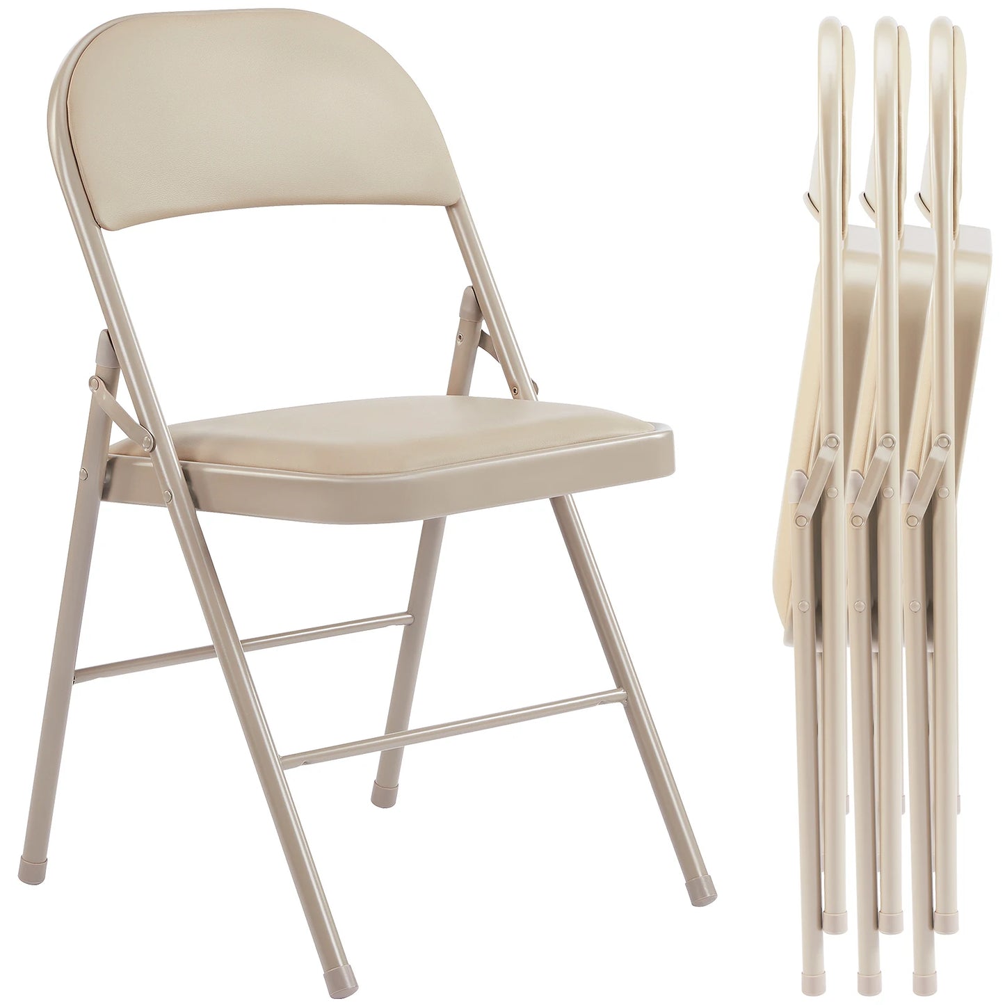 JHK Leather Padded Folding Chair 4-Pack – Sturdy Metal Frame, Comfortable Design for Home, Office, or Outdoor Use