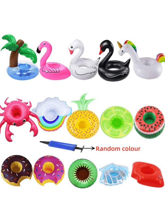 15 Pcs Inflatable Drink Holders – Floating Cup Holders & Flamingo Coasters for Pool Parties, Beach Days, and Summer Fun