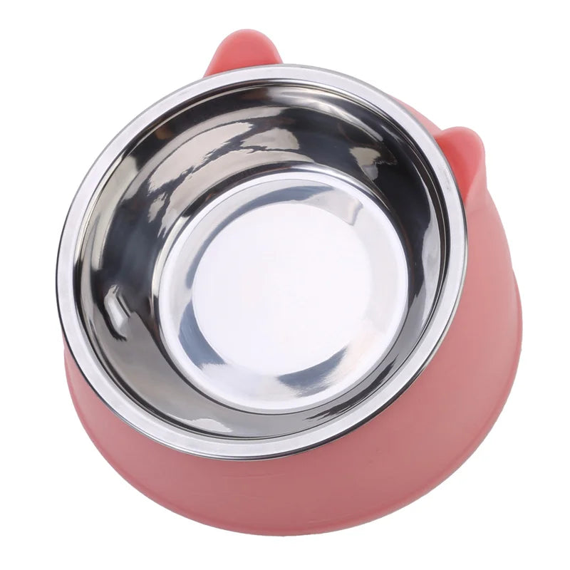 1pc Stainless Steel  Inclined Feeding Bowl