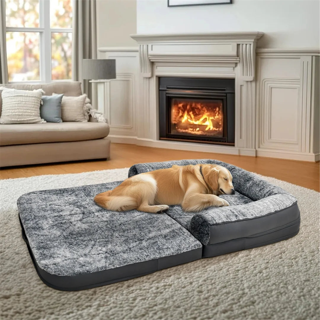 180cm Long Human-Size Giant Dog Bed – Foldable Orthopedic Calming Plush Pet Bed