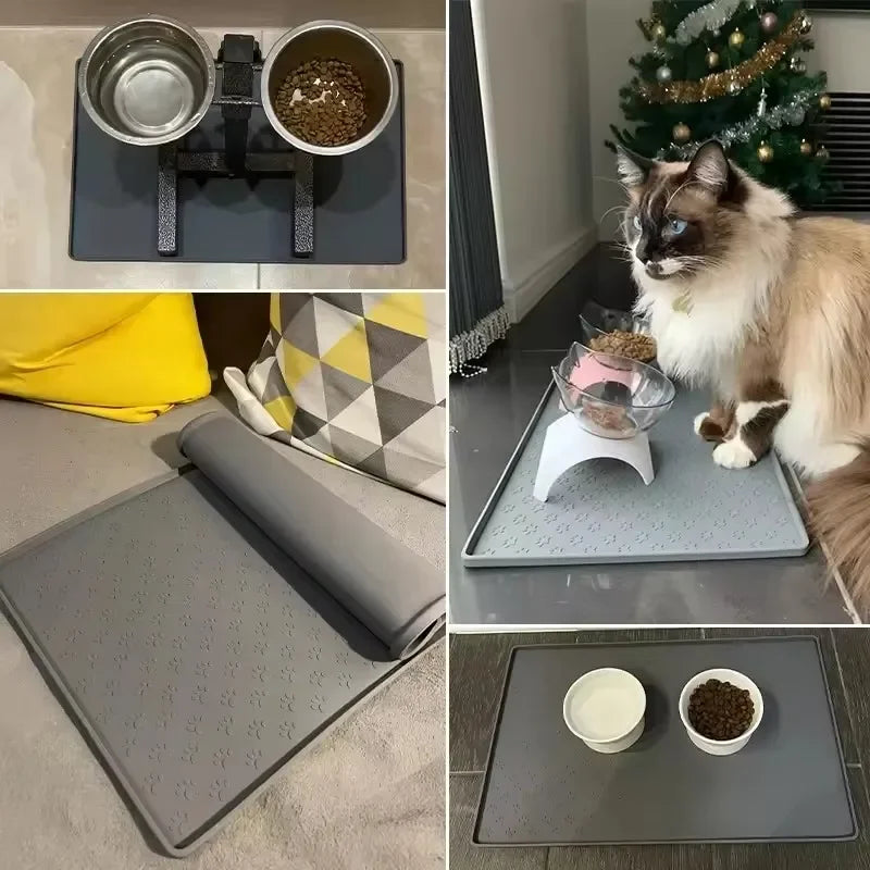 Silicone Waterproof Pet Feeding Mat – Non-Slip Cat & Dog Food Bowl Placemat for Water and Food Spills