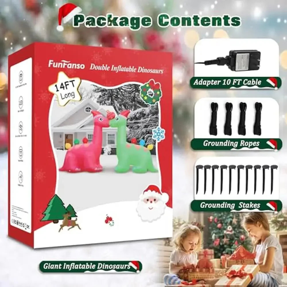 Christmas Inflatable Dinosaur Archway with LED Lights – Festive Outdoor Yard Decoration