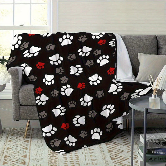 Animal Paw Print Flannel Blanket – Soft, Cozy & All-Season Comfort for Home or Sofa