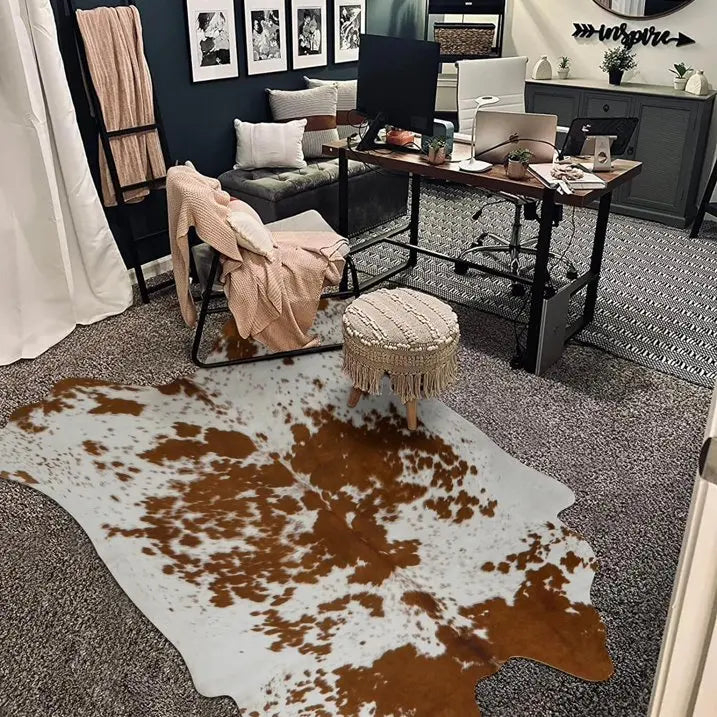 American style Animal Print Rug faux fur cowhide rug / carpet