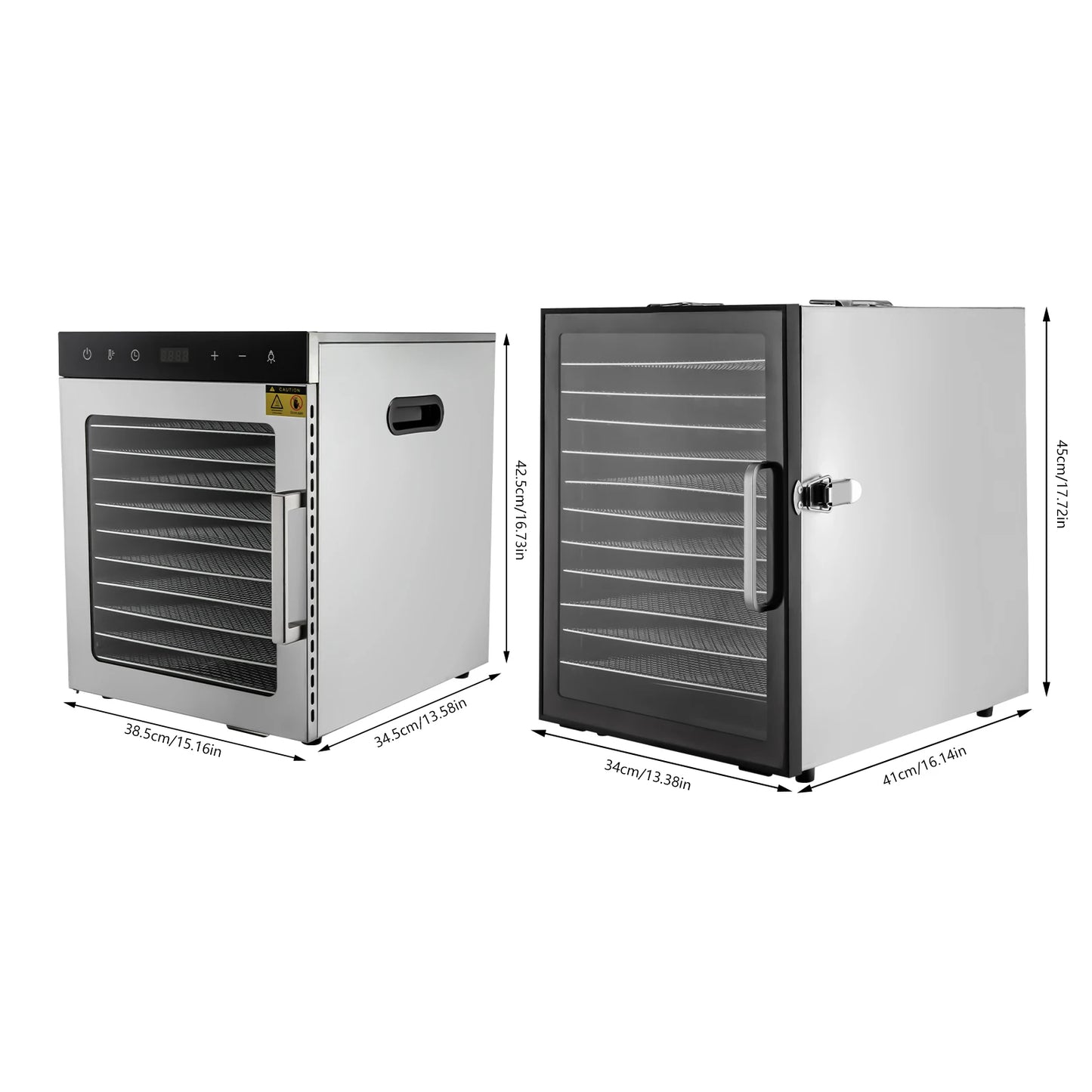800W Electric Food Dehydrator with 10/12 Stainless Steel Trays – Commercial-Grade Jerky, Fruit & Vegetable Dryer Machine