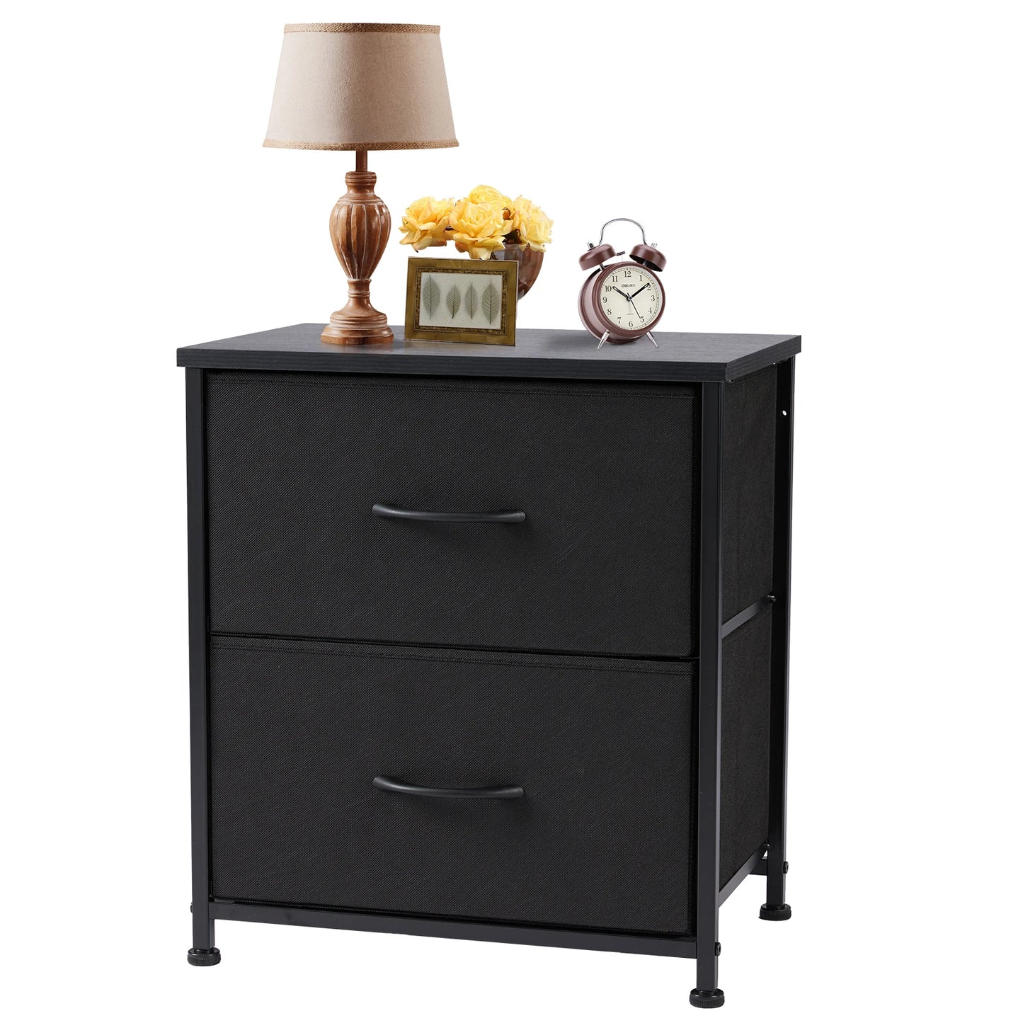 JHK Nightstand with 2 Fabric Drawers – Versatile Bedside Storage Table for Bedroom, Living Room, or Closet Use