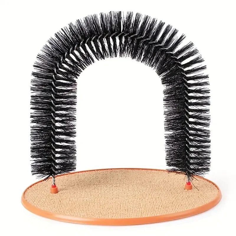 Cat Grooming Arch with Massage Brush & Scratching Pad – Interactive Self-Groomer and Pampering Toy for Cats