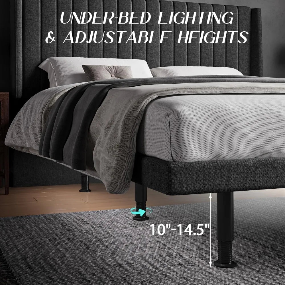 Queen with Massage Adjustable Bed Base with Wireless Remote Electric Power Bed Foundation Under-Bed Lighting