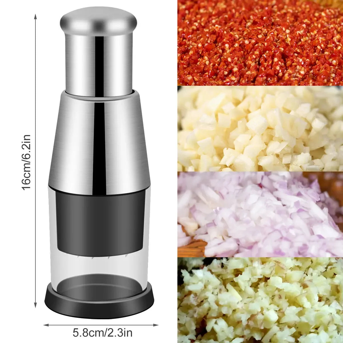 Manual Garlic Chopper & Crusher – Handheld Food Slicer for Vegetables, Herbs & Cooking Prep – Compact Kitchen Tool