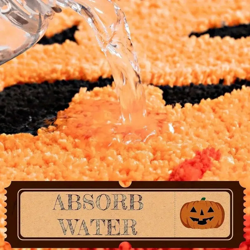 Halloween Pumpkin Bath Mat – Non-Slip, Absorbent & Washable Rug for Bathroom, Shower, Tub & Fall Home Décor