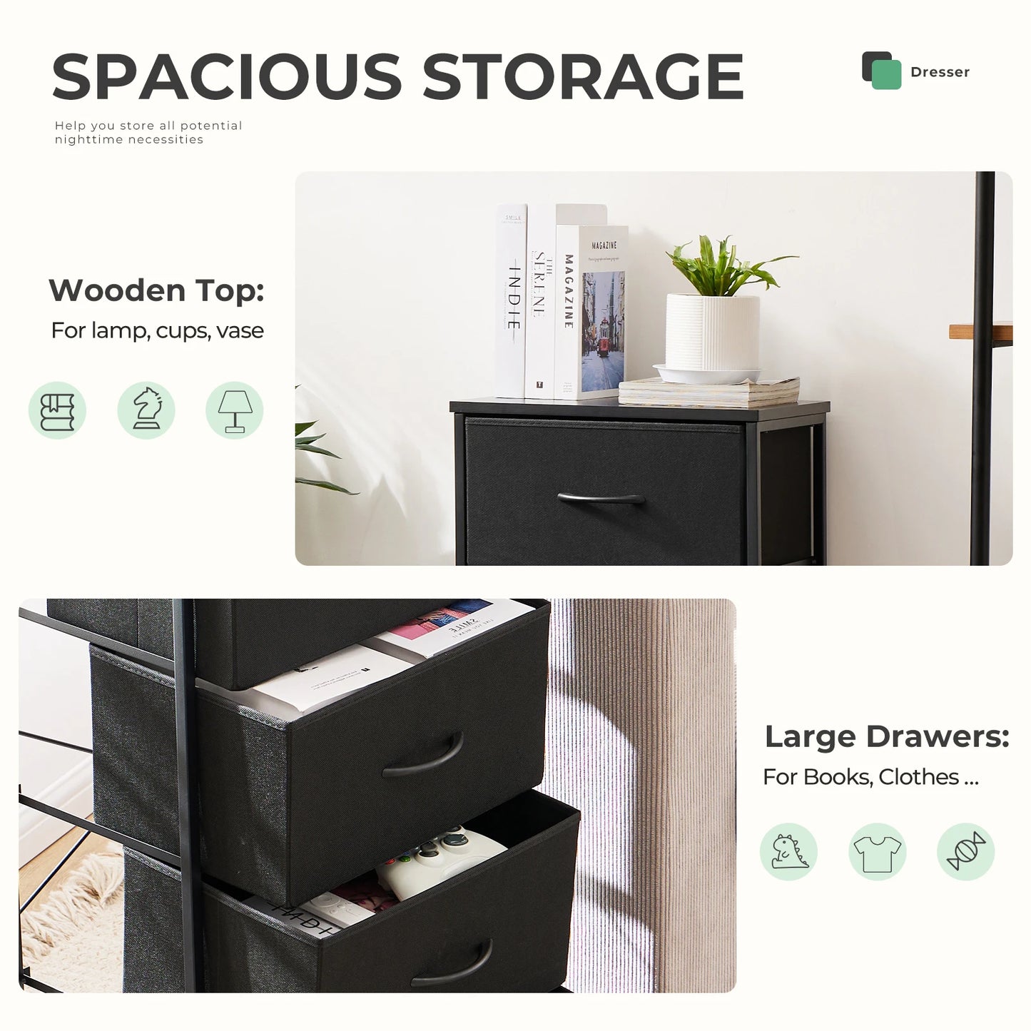 JHK 4 Fabric Cabinet With Wardrobe Steel Frame
