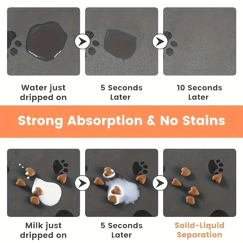 Absorbent Pet Feeding Mat with Waterproof Rubber Backing – Quick-Dry Placemat for Food & Water Bowls – Non-Slip Pet Water Dispenser Mat