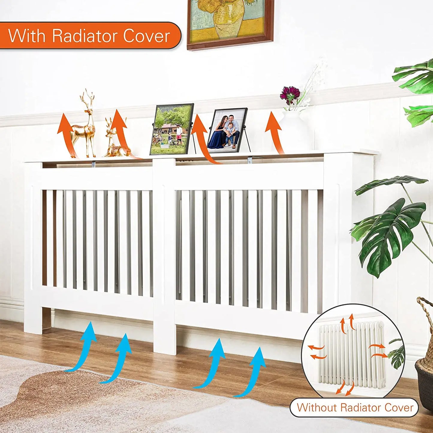 Extra Tall 92CM Radiator Cover MDF Cabinet Grill Shelf Fence Panel Barrier