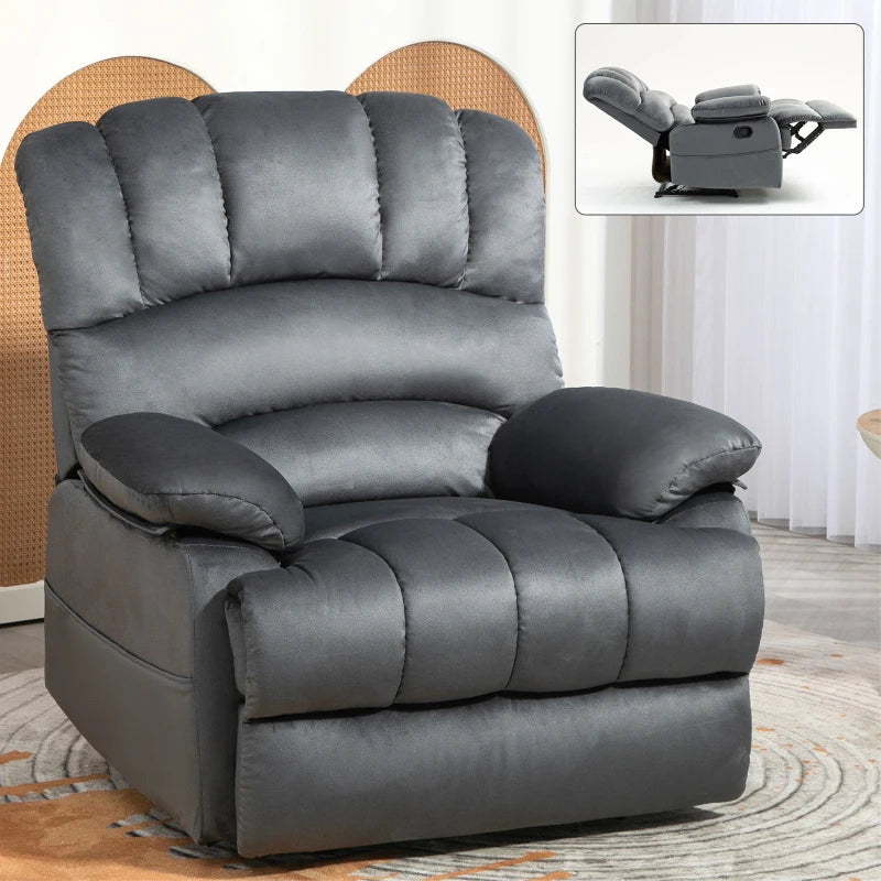 Large Manual Recliner Chair in Fabric – American-Style Lazy Reclining Chair for Adults, Comfortable Living Room Lounge Seat