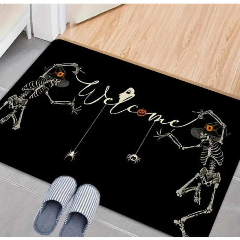 Funny Halloween Skull Doormat – Outdoor Welcome Mat, Spooky Halloween Rug & Door Decoration