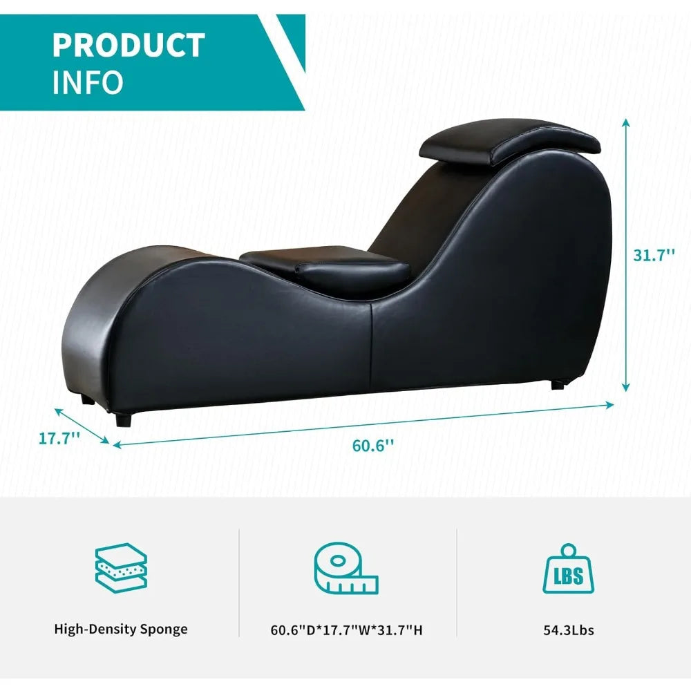 60" Yoga Chair, Curved Yoga Chaise Lounge for Adults Stretching, Relaxing and Exercising, Indoor Yoga Sofa Lounge Chair