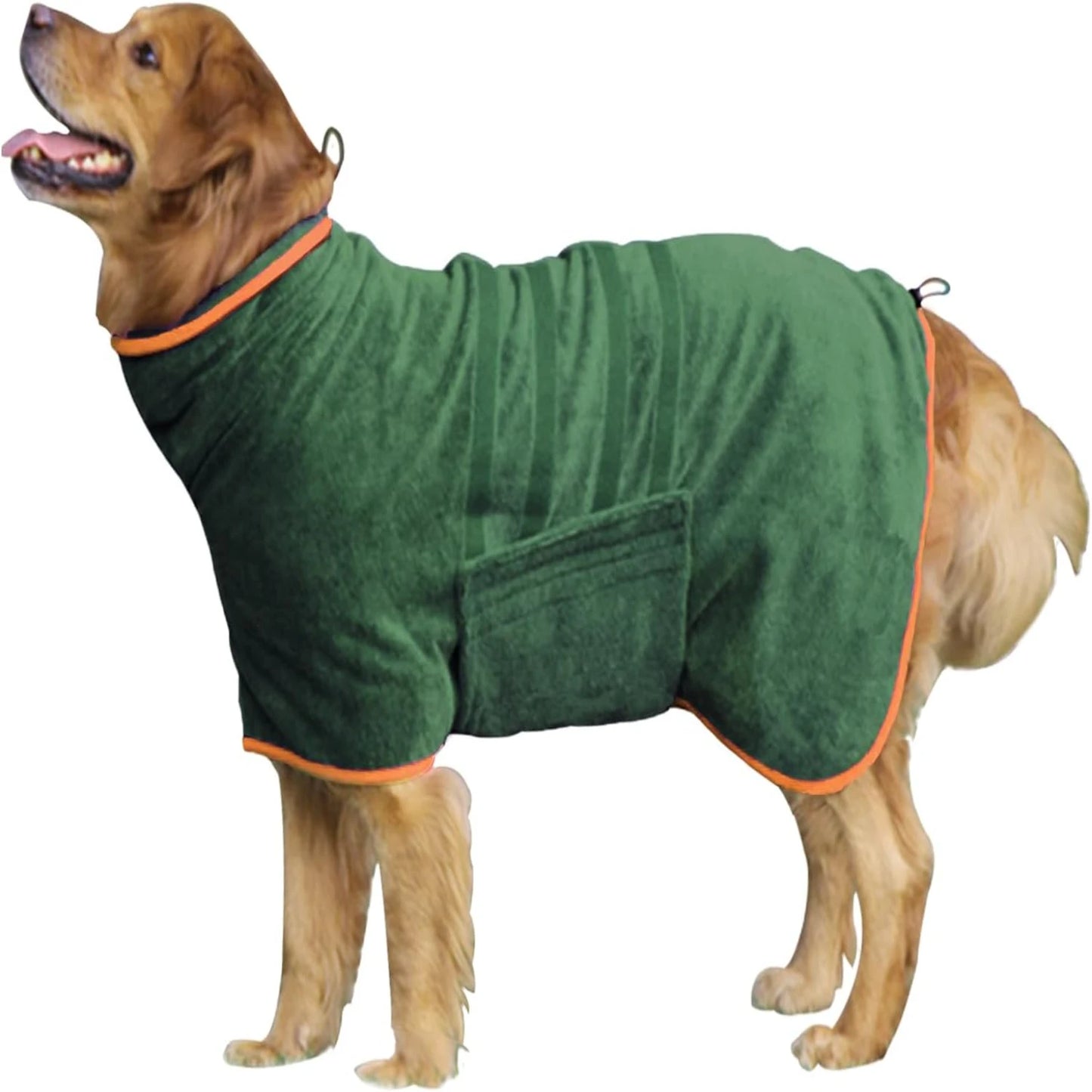 Super Absorbent Microfiber Pet Towel / Robe - Adjustable Collar & Belly Strap