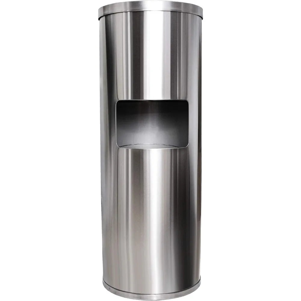 Stainless Steel Floor-Standing Wipe Dispenser with Built-In Trash Can – Fits Most Sanitizing & Disinfecting Wipe Refill Rolls