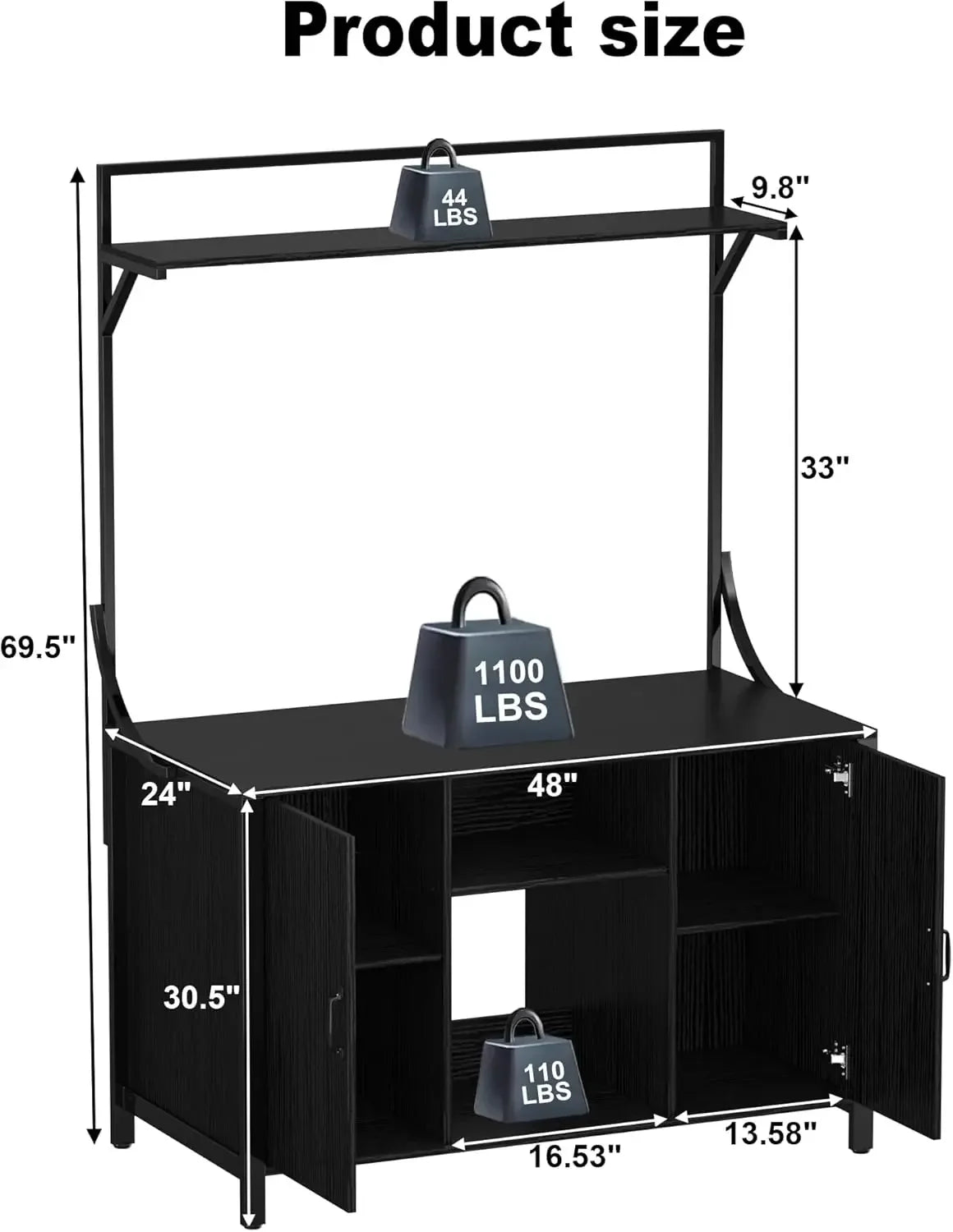 Reptile Tank Stand with Storage Cabinet – 48" x 24" Terrarium Tabletop for Up to 120 Gallon Bearded Dragon & Accessories