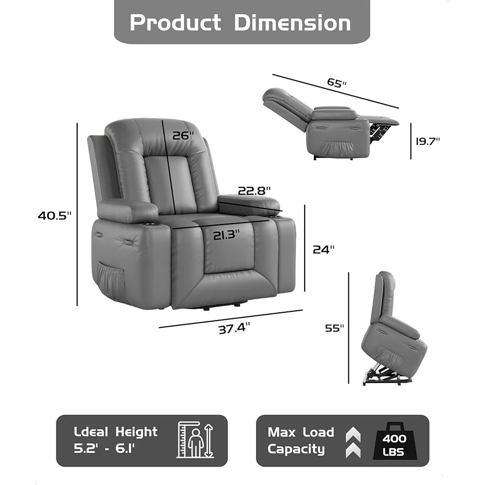 Power Lift Recliner Chair with Electric Massage  and Heat