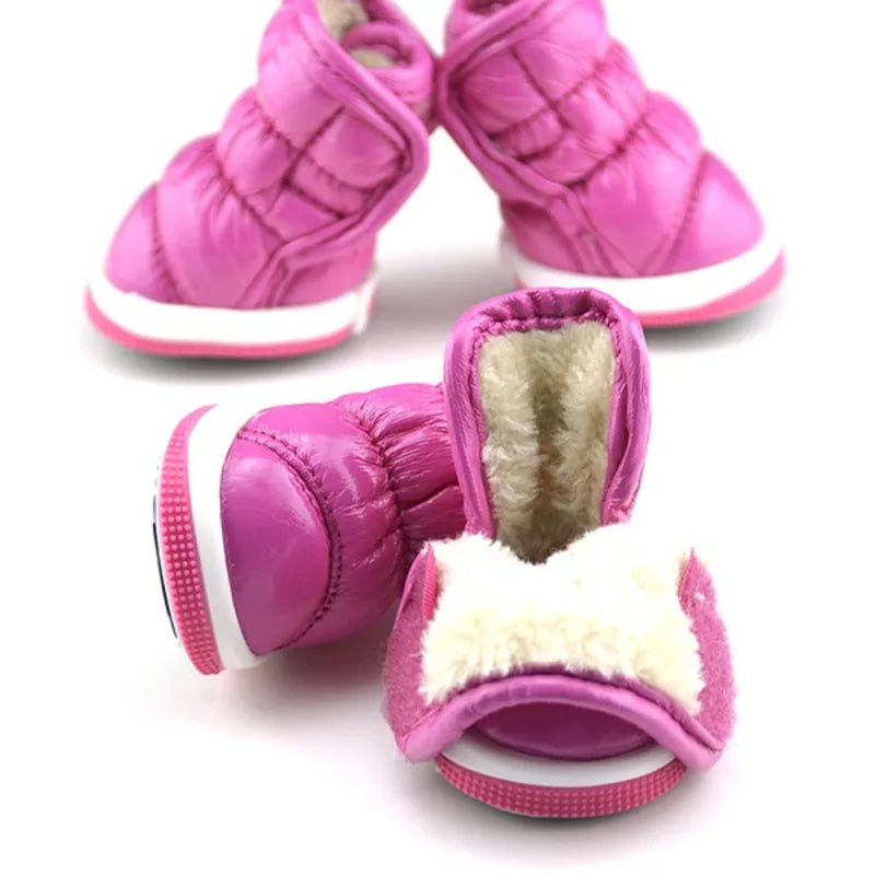 4PCS Pet Dog Winter Rain Shoes – Waterproof Snow Boots for Small & Medium Dogs, Anti-Slip Puppy Footwear
