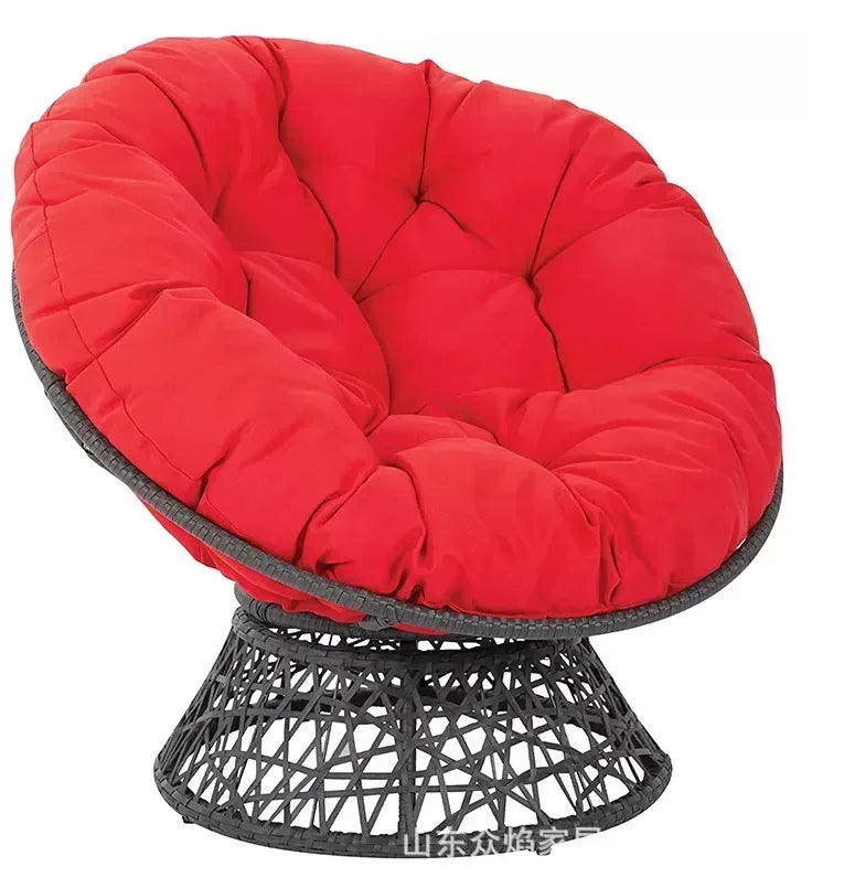 38" Swivel Wicker Papasan Chair – Ergonomic Comfort with Tufted Cushion & 360° Rotation